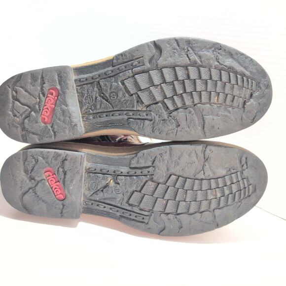 Rieker Felicitas Ankle Boots Red Sherpa Lined Side Zip Lace Up Women's 9 - Picture 7 of 8